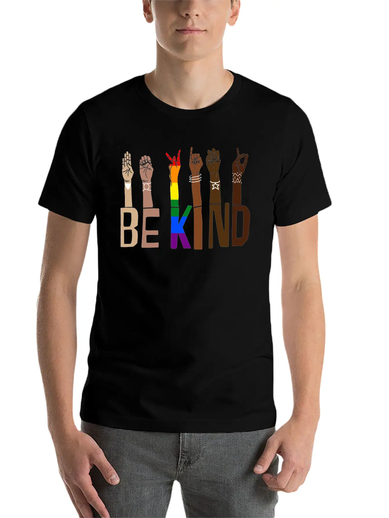 Be Kind Hand Sign Language Lgbt Pride Stylish Everyday T-Shirt – Unisex Basic Cotton Tee