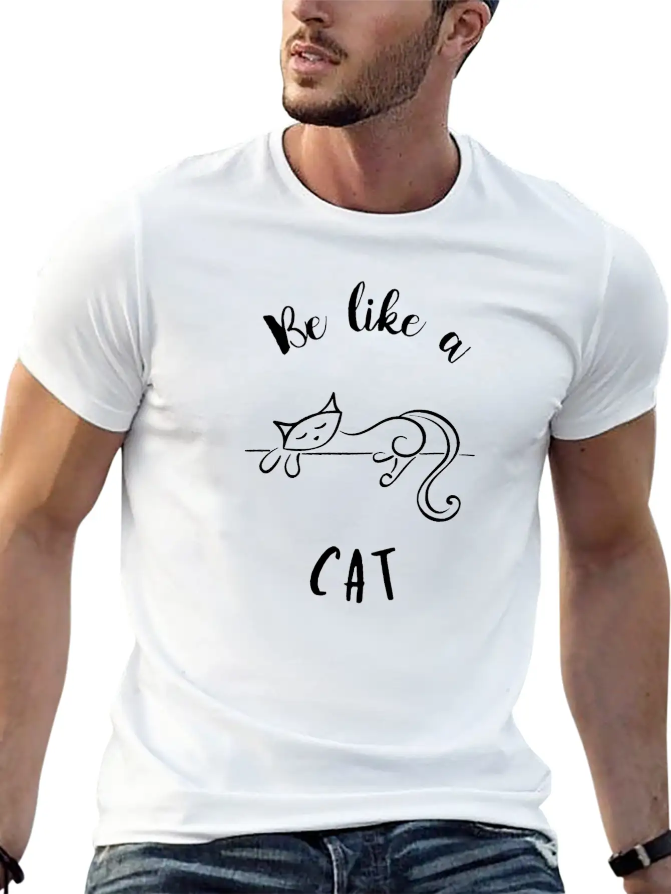 Be Like A Cat Unisex Short Sleeve Soft Cotton T-Shirt – Casual Everyday Wear