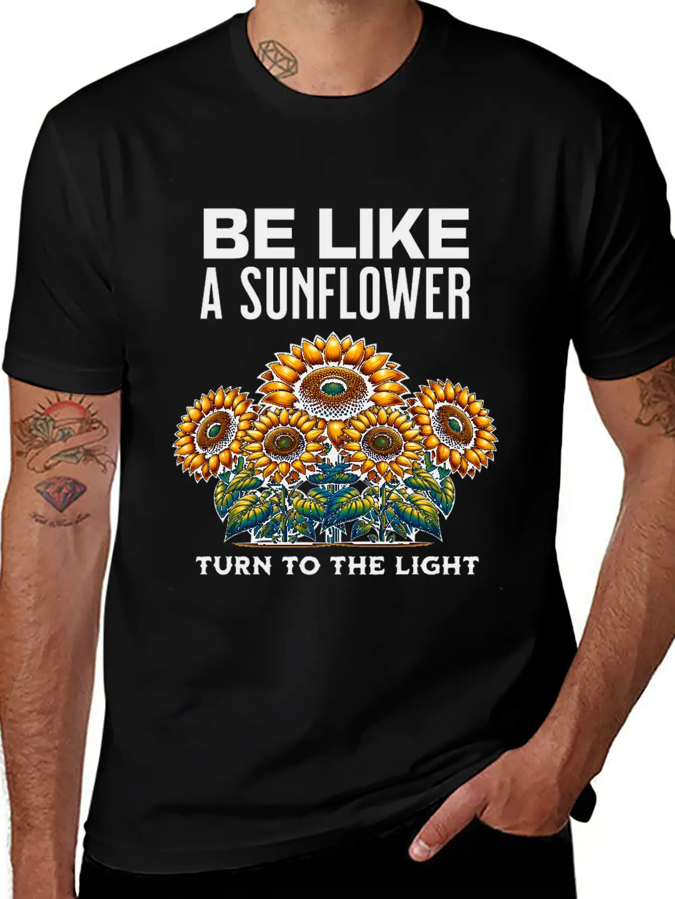Be Like A Sunflower Beautiful Saying Light Hope Breathable Soft Cotton T-Shirt – Timeless Casual Look