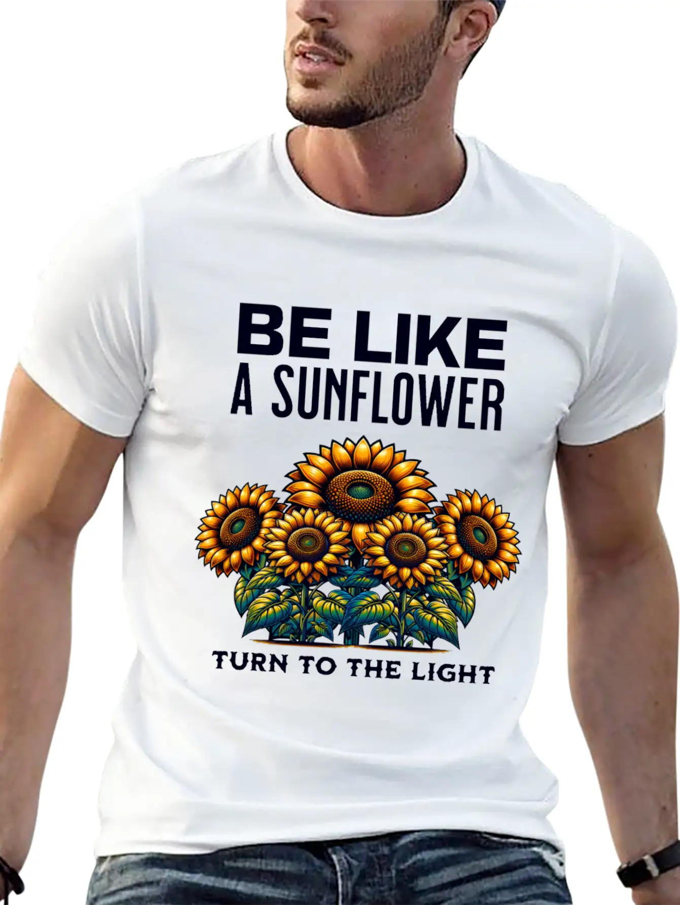 Be Like A Sunflower Beautiful Saying Light Hope Breathable Soft Cotton T-Shirt – Timeless Casual Look
