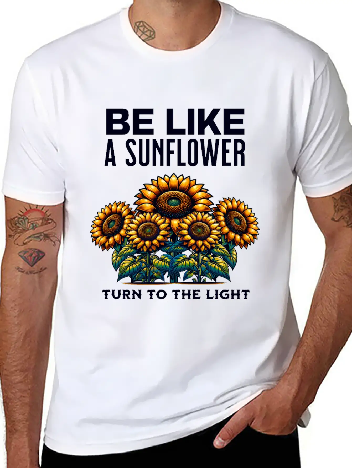 Be Like A Sunflower Beautiful Saying Light Hope Breathable Soft Cotton T-Shirt – Timeless Casual Look