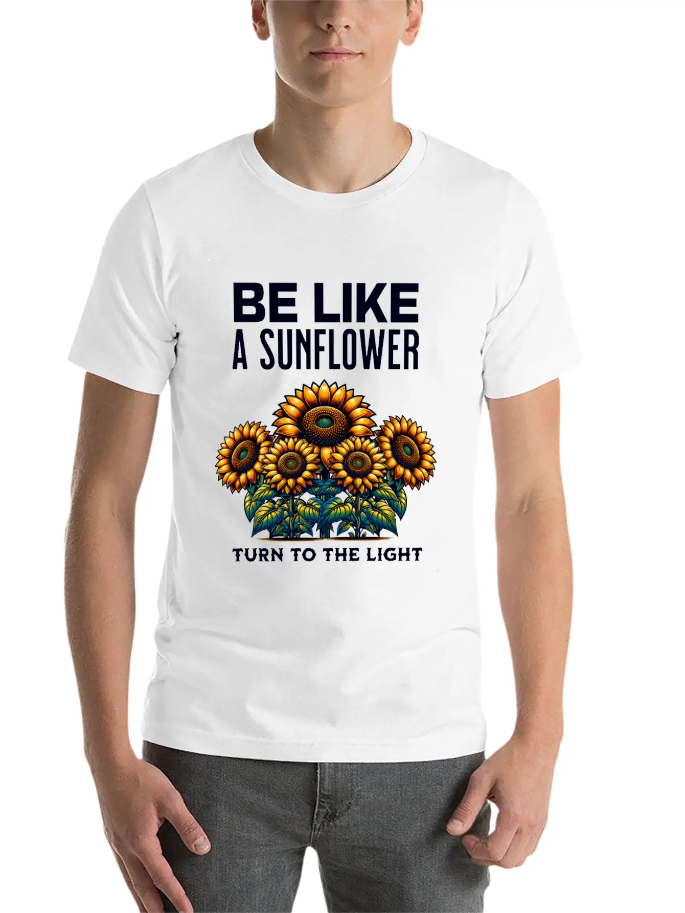 Be Like A Sunflower Beautiful Saying Light Hope Breathable Soft Cotton T-Shirt – Timeless Casual Look