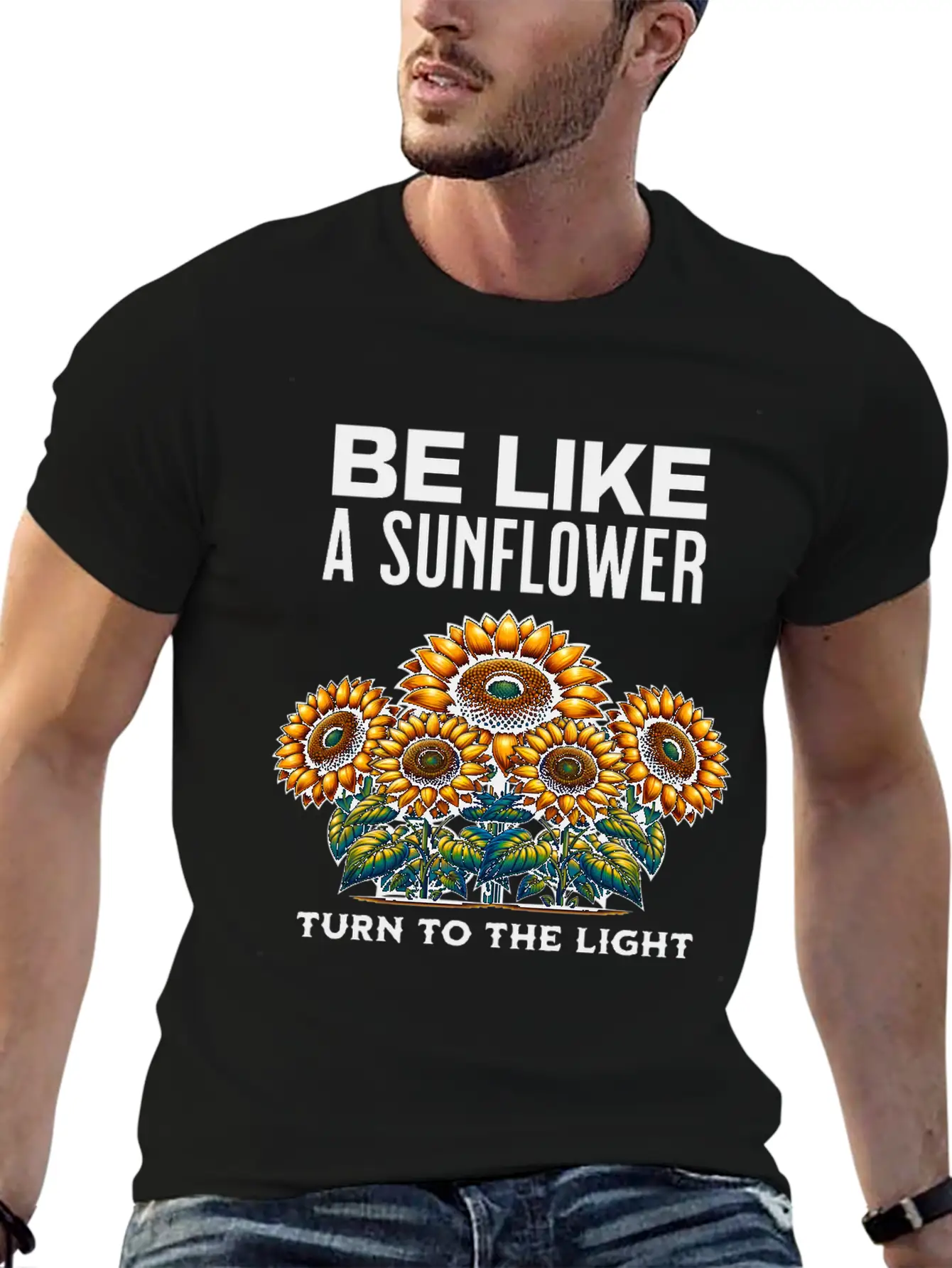 Be Like A Sunflower Beautiful Saying Light Hope Breathable Soft Cotton T-Shirt – Timeless Casual Look