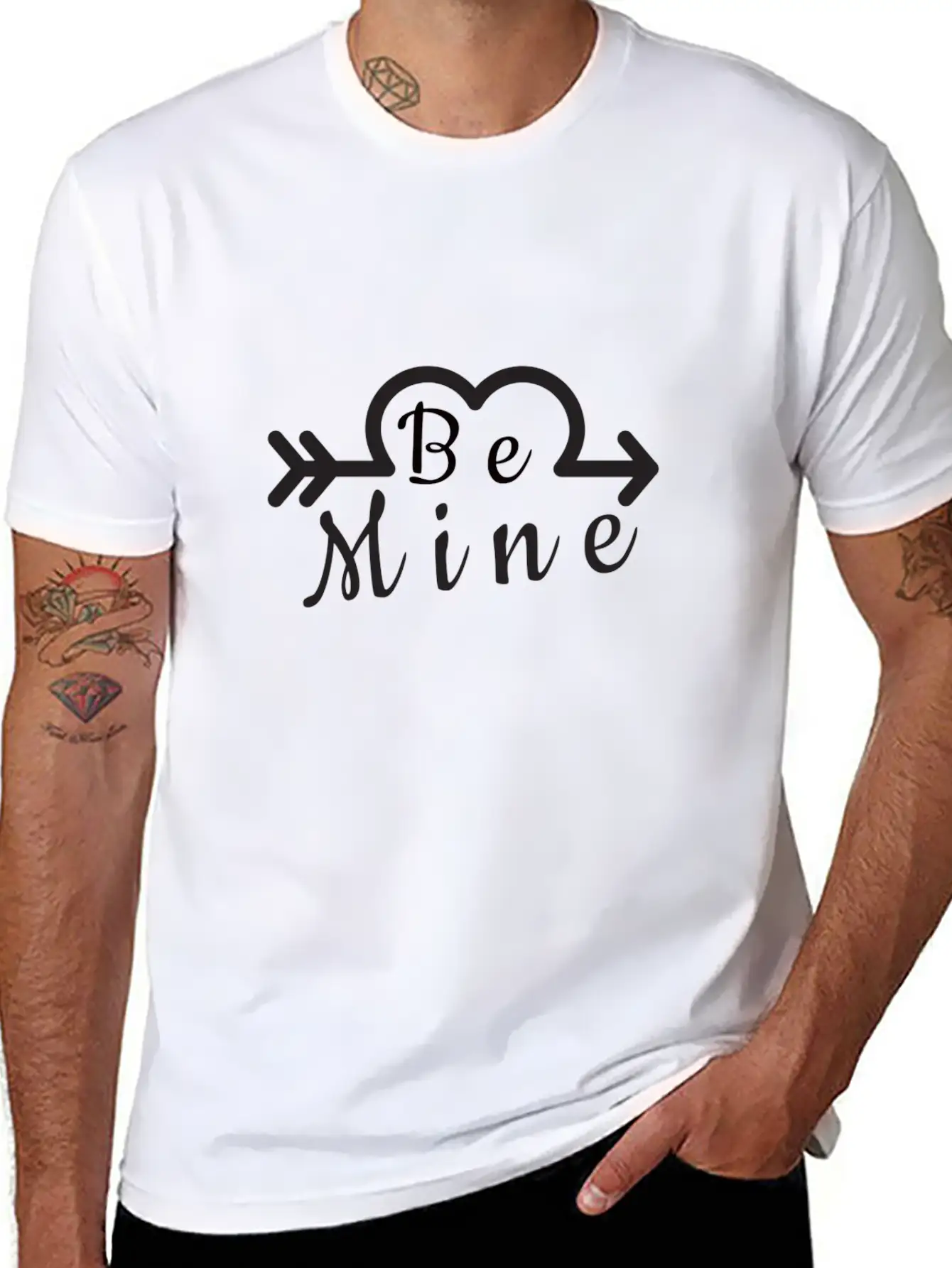 BE MINE With Arrow Essential Cotton Tee For Daily Outfits – Unisex Style