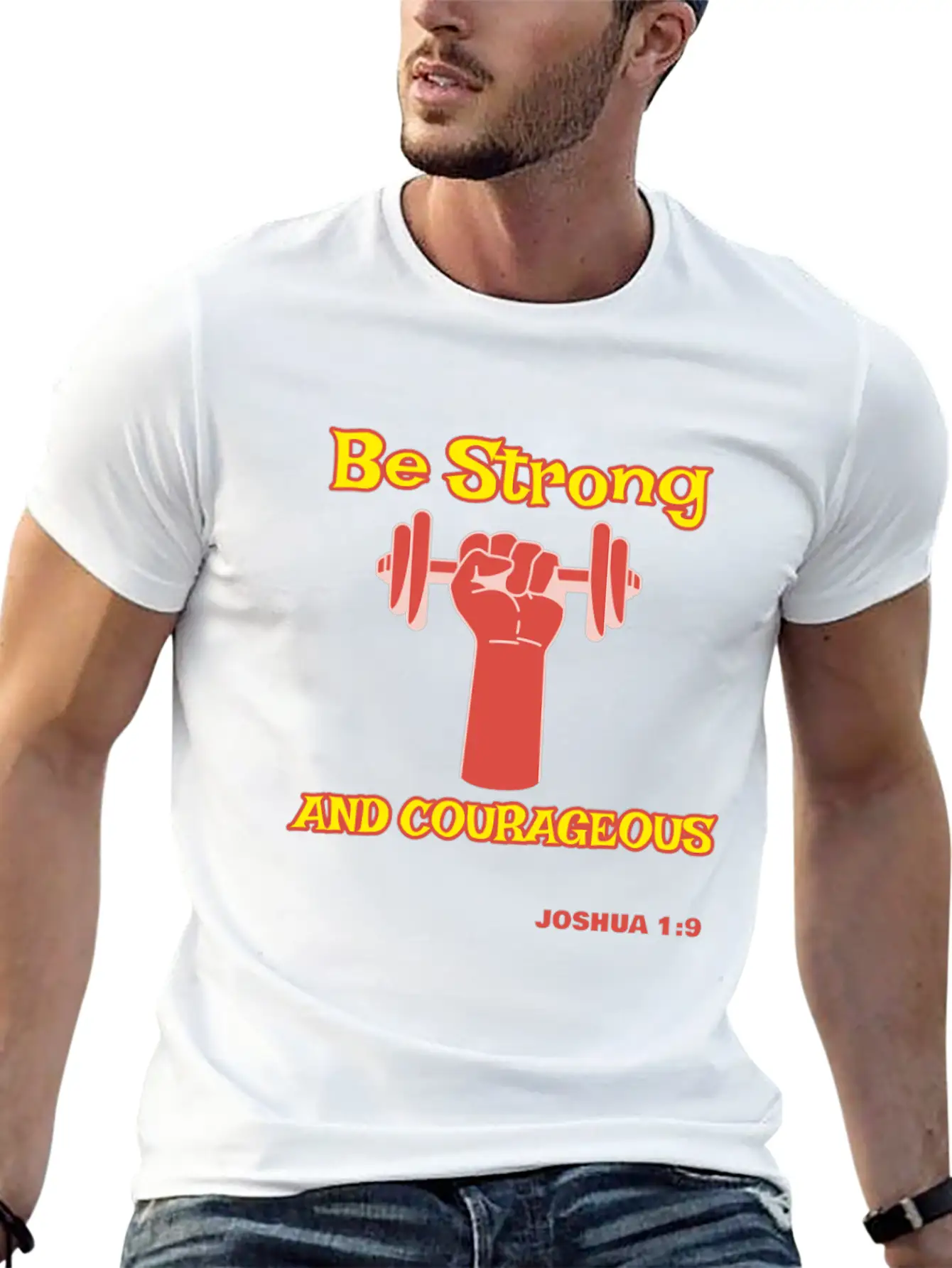 Be Strong And Courageous Joshua 1:9 Christian Tee Stylish Everyday T-Shirt – Unisex Basic Cotton Tee