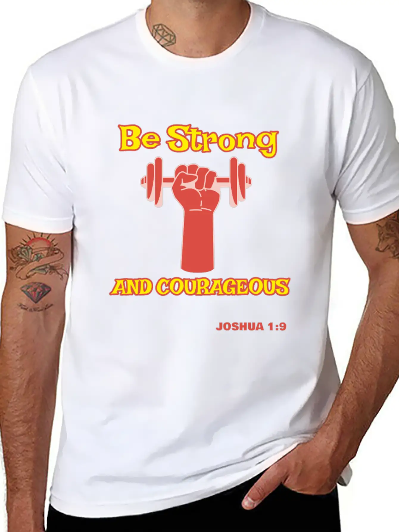 Be Strong And Courageous Joshua 1:9 Christian Tee Stylish Everyday T-Shirt – Unisex Basic Cotton Tee