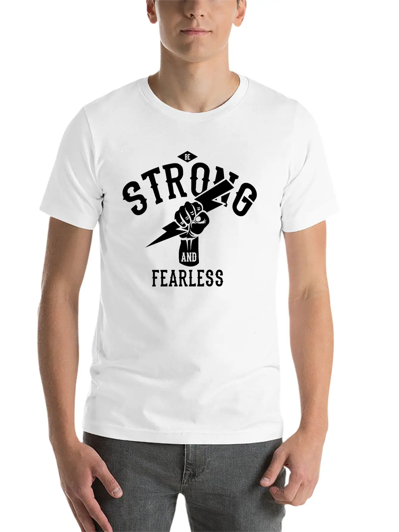 Be Strong And Fearless, Zeus Hand Unisex Casual T-Shirt – Clean Design For Daily Comfort