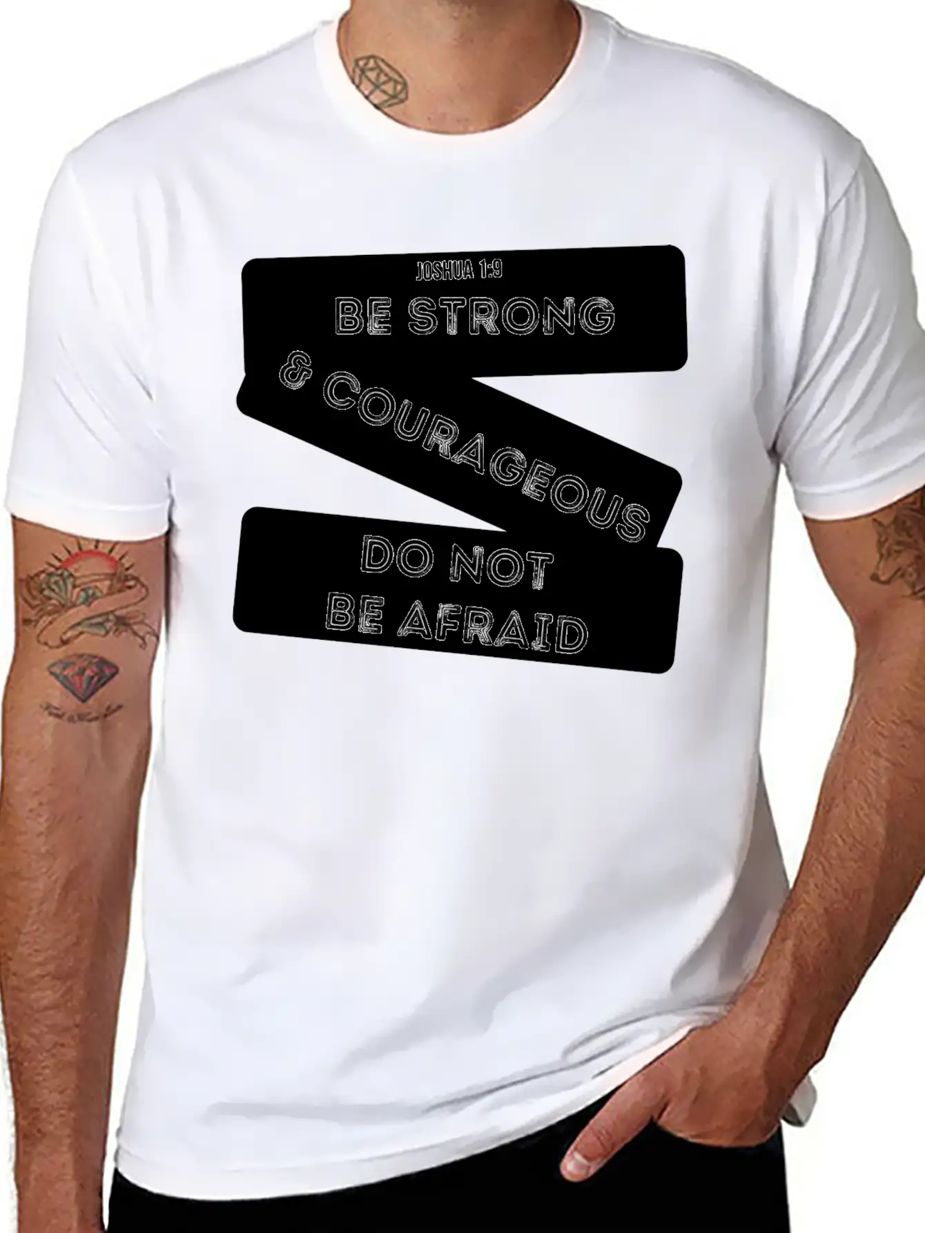 Be Strong & Courageous Joshua 1:9 Unisex Short Sleeve Soft Cotton T-Shirt – Casual Everyday Wear
