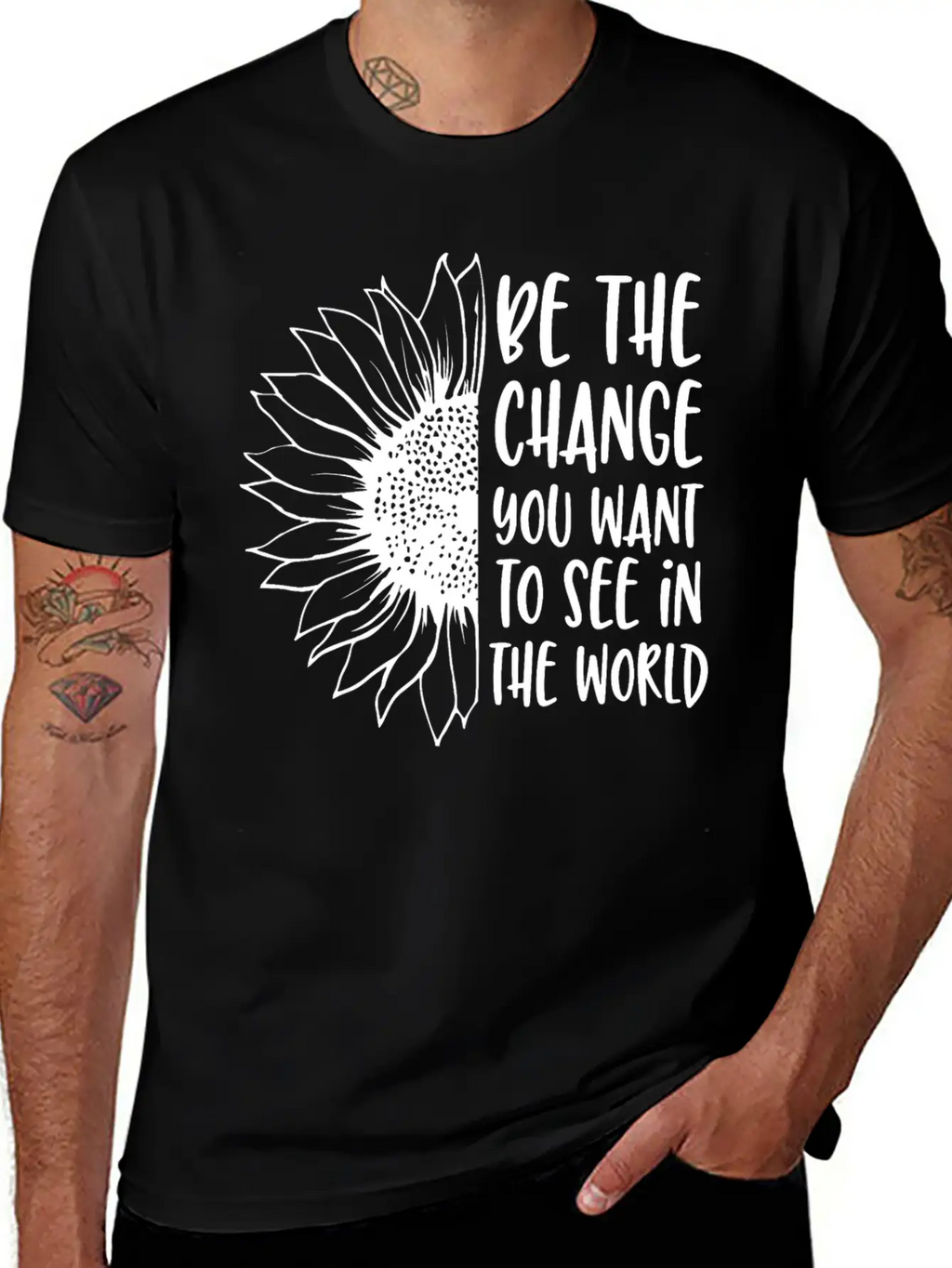 Be The Change | Sunflower Breathable Soft Cotton T-Shirt – Timeless Casual Look