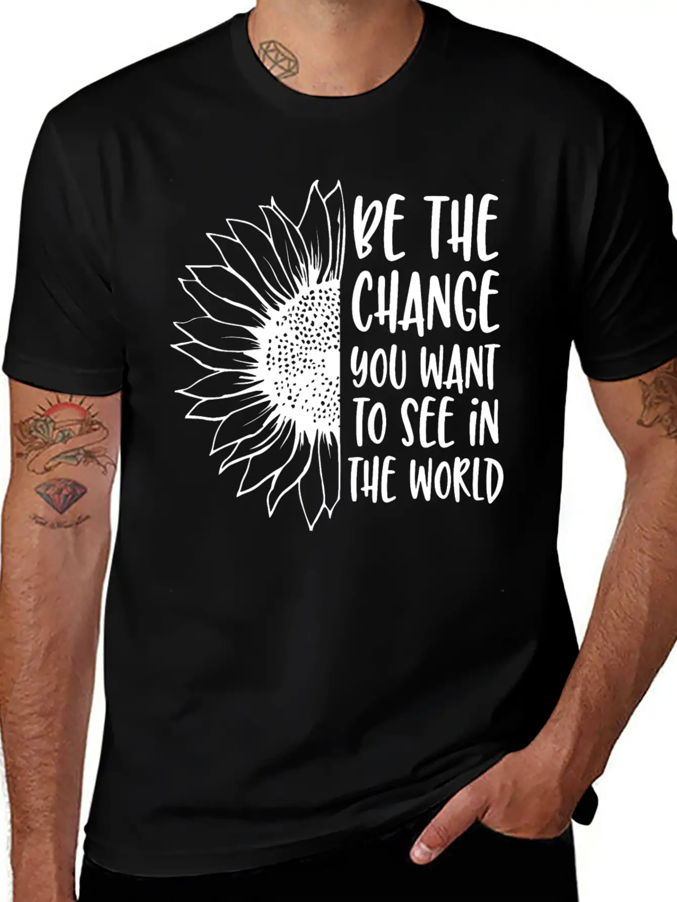 Be The Change | Sunflower Breathable Soft Cotton T-Shirt – Timeless Casual Look