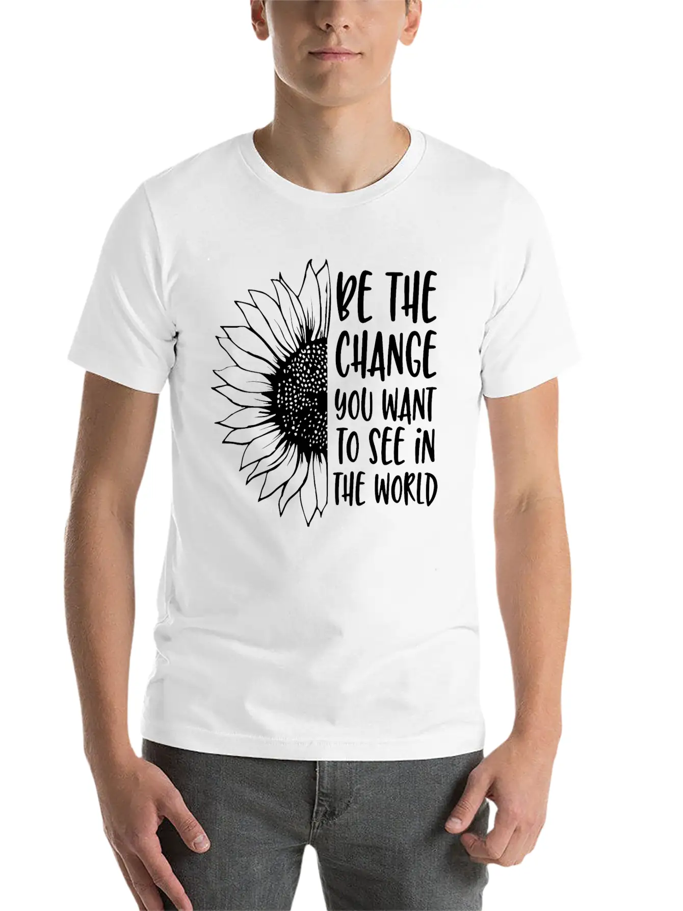 Be The Change | Sunflower Breathable Soft Cotton T-Shirt – Timeless Casual Look