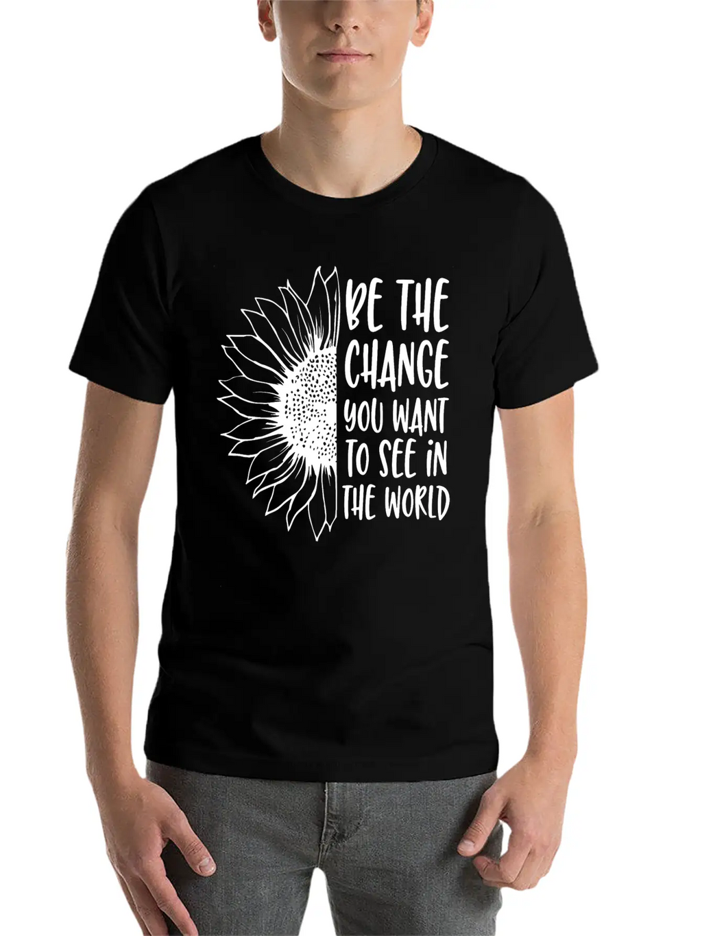 Be The Change | Sunflower Breathable Soft Cotton T-Shirt – Timeless Casual Look