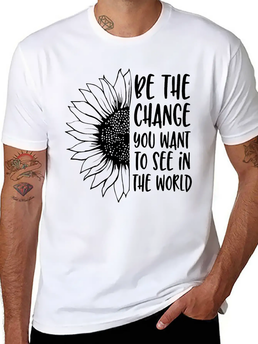Be The Change | Sunflower Breathable Soft Cotton T-Shirt – Timeless Casual Look