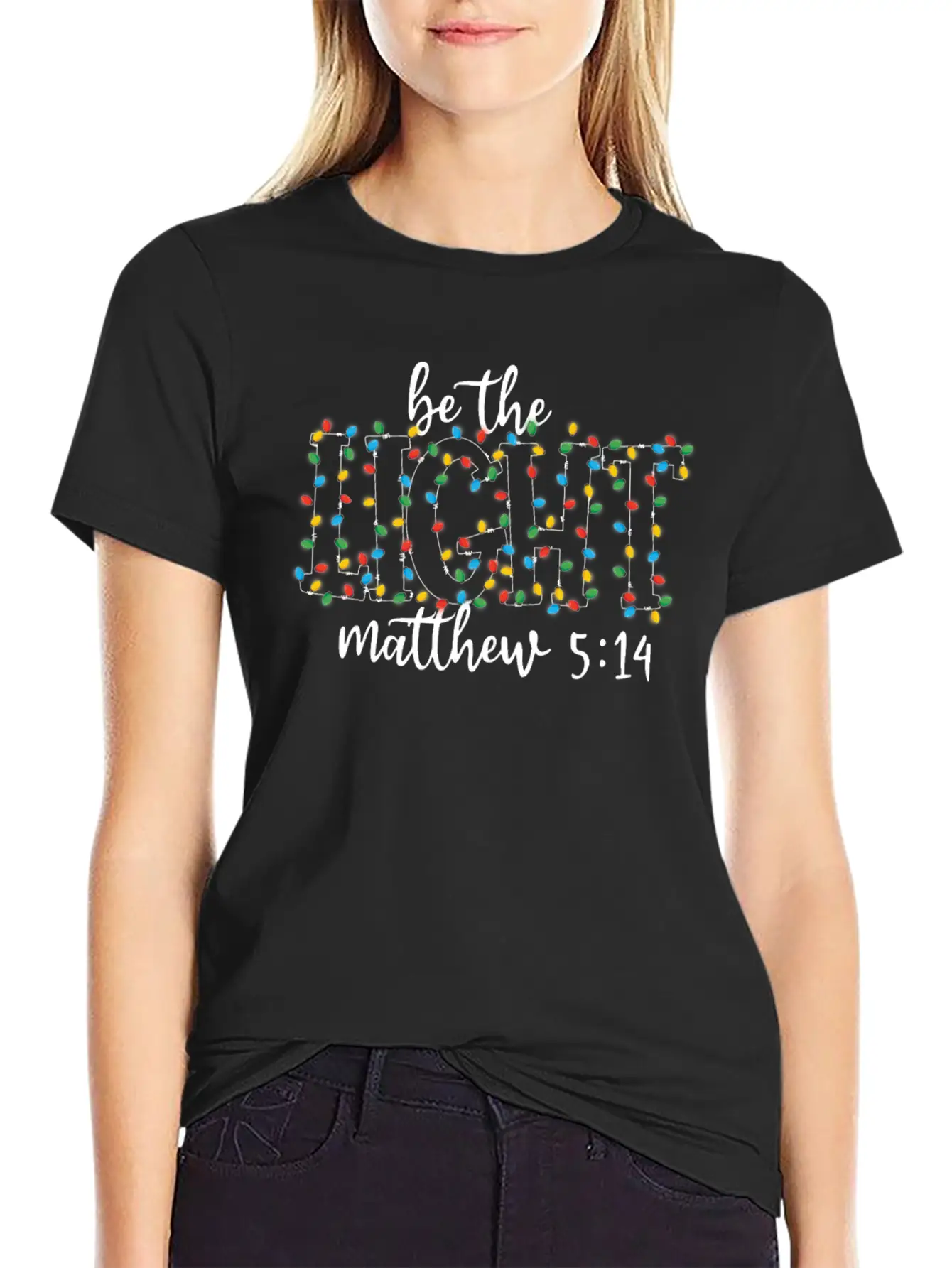 Be The Light Mathew Christmas Lights Teacher Stylish Everyday T-Shirt – Unisex Basic Cotton Tee