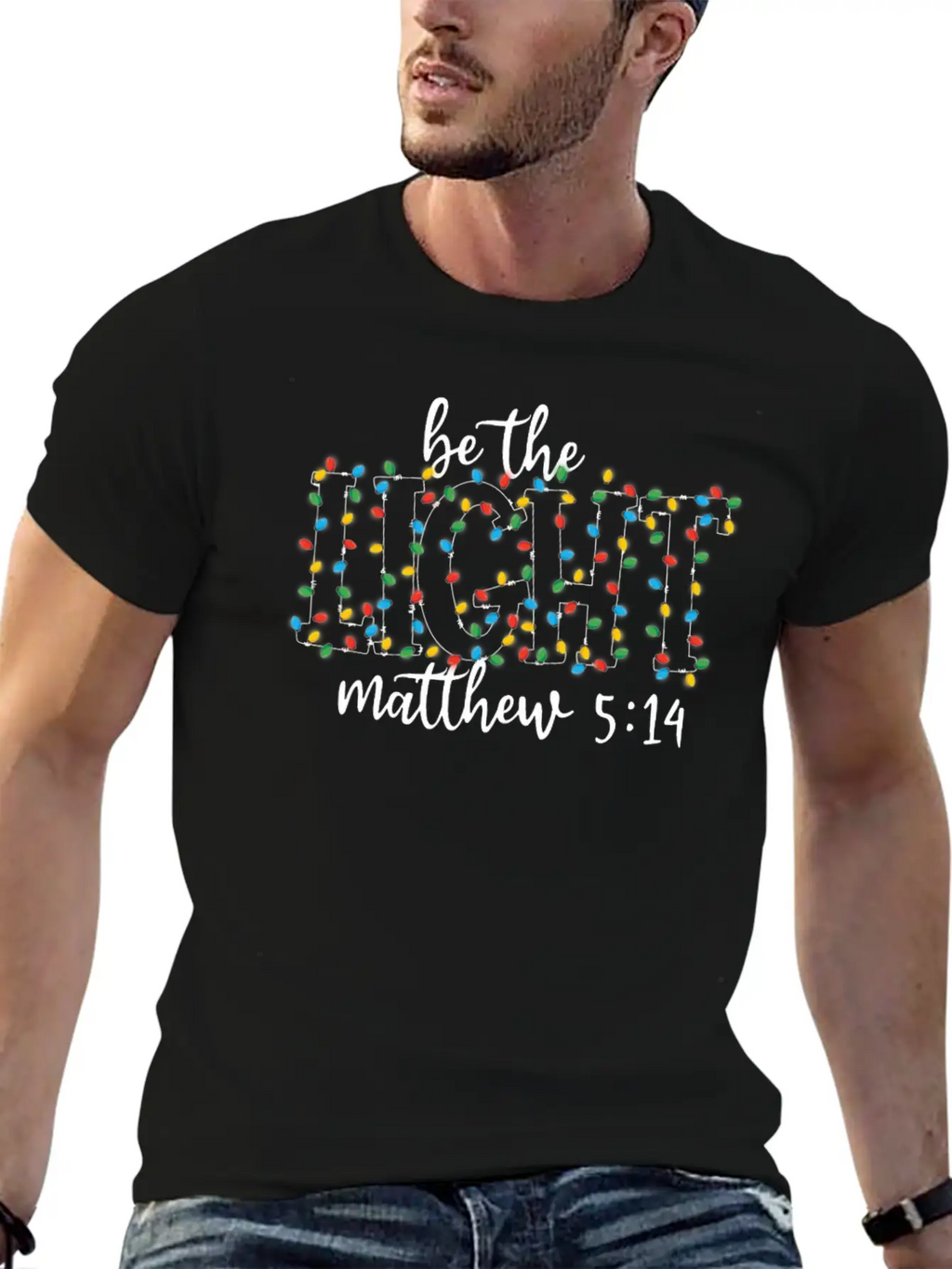Be The Light Mathew Christmas Lights Teacher Stylish Everyday T-Shirt – Unisex Basic Cotton Tee