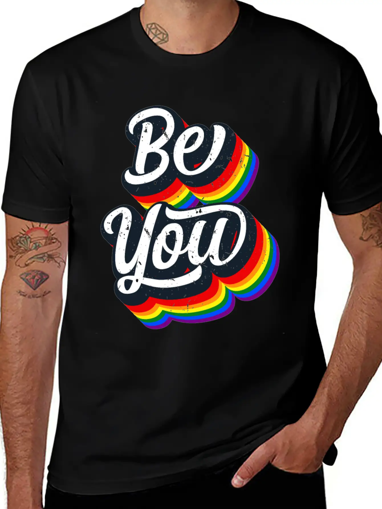 BE YOU Rainbow Slogan - Love Gay LGBTQ Tolerance Unisex Casual T-Shirt – Clean Design For Daily Comfort