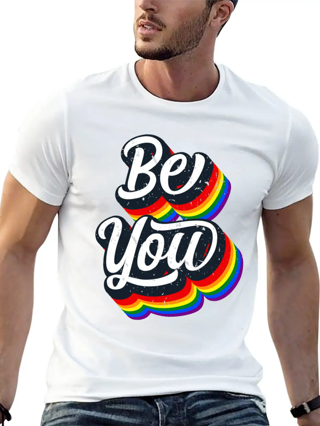 BE YOU Rainbow Slogan - Love Gay LGBTQ Tolerance Unisex Casual T-Shirt – Clean Design For Daily Comfort