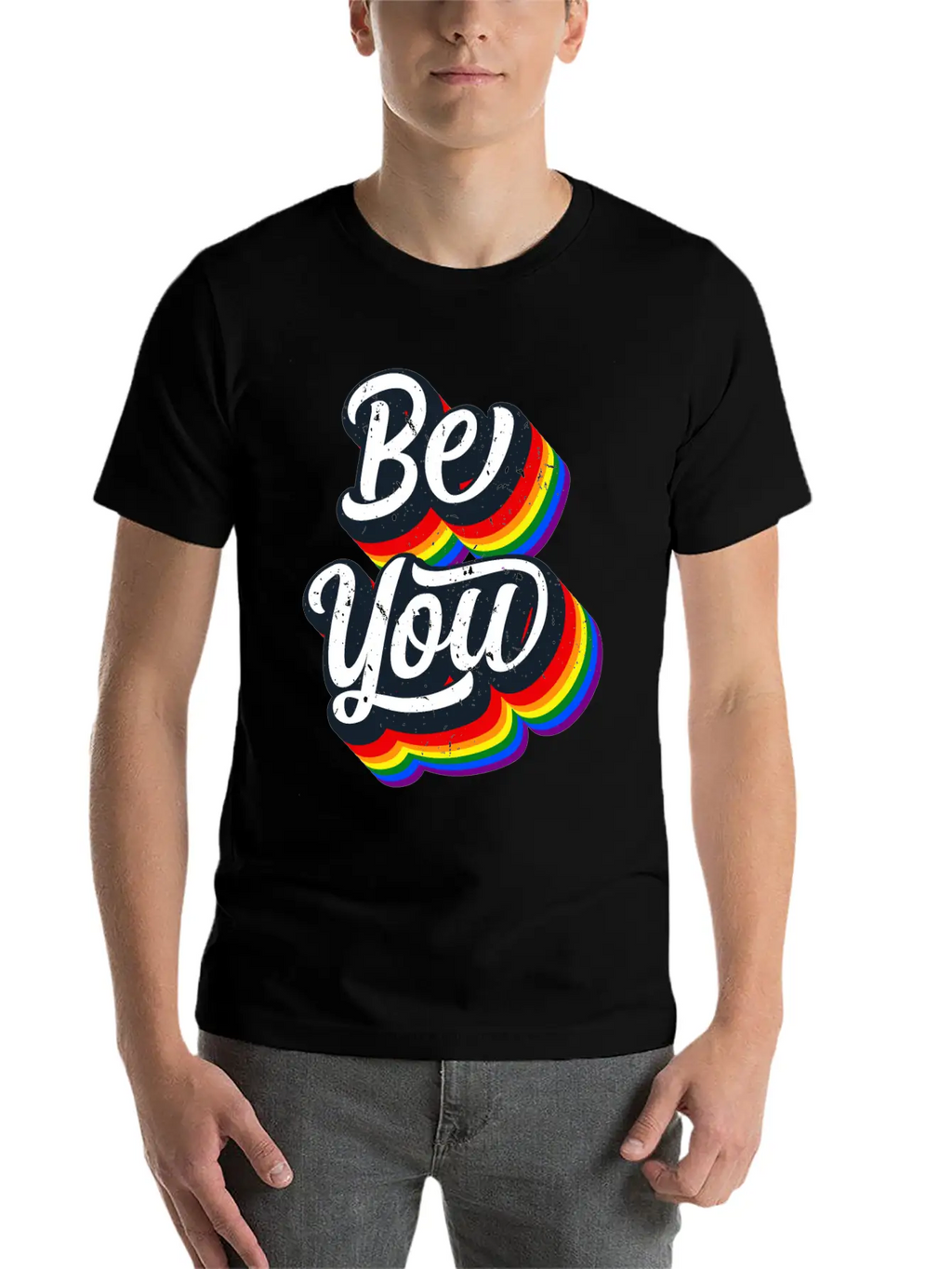 BE YOU Rainbow Slogan - Love Gay LGBTQ Tolerance Unisex Casual T-Shirt – Clean Design For Daily Comfort
