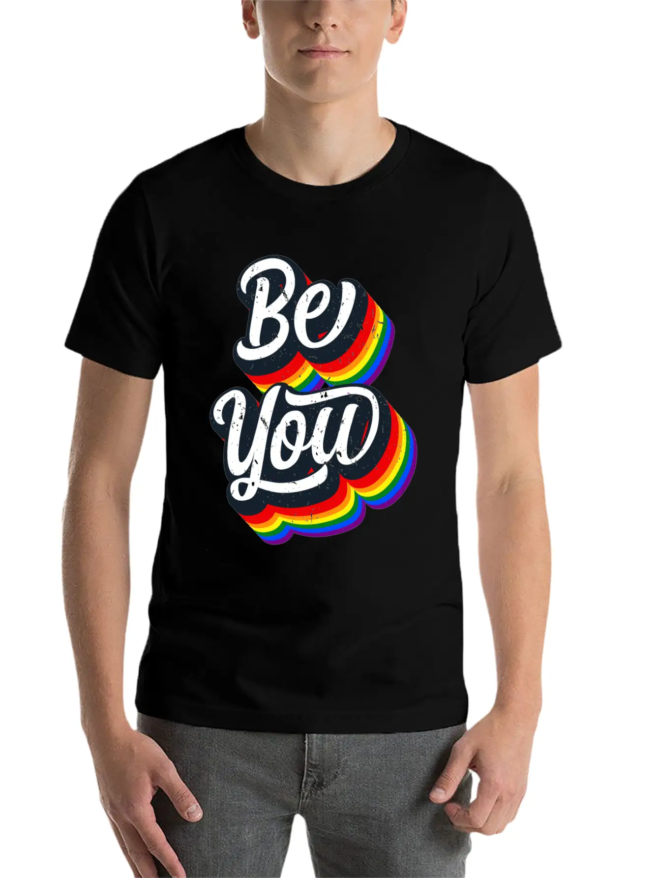 BE YOU Rainbow Slogan - Love Gay LGBTQ Tolerance Unisex Casual T-Shirt – Clean Design For Daily Comfort