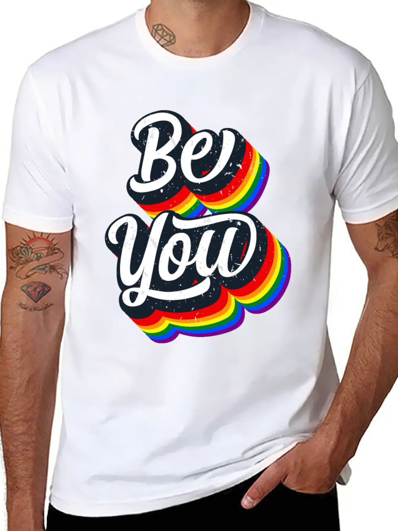BE YOU Rainbow Slogan - Love Gay LGBTQ Tolerance Unisex Casual T-Shirt – Clean Design For Daily Comfort