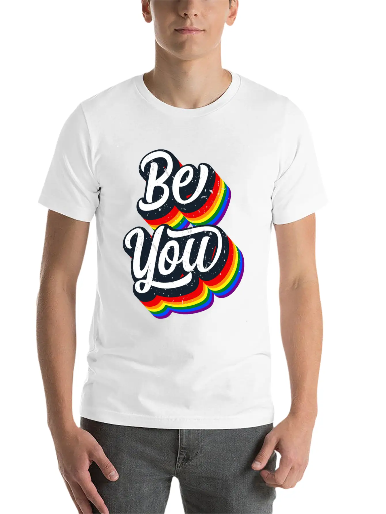 BE YOU Rainbow Slogan - Love Gay LGBTQ Tolerance Unisex Casual T-Shirt – Clean Design For Daily Comfort