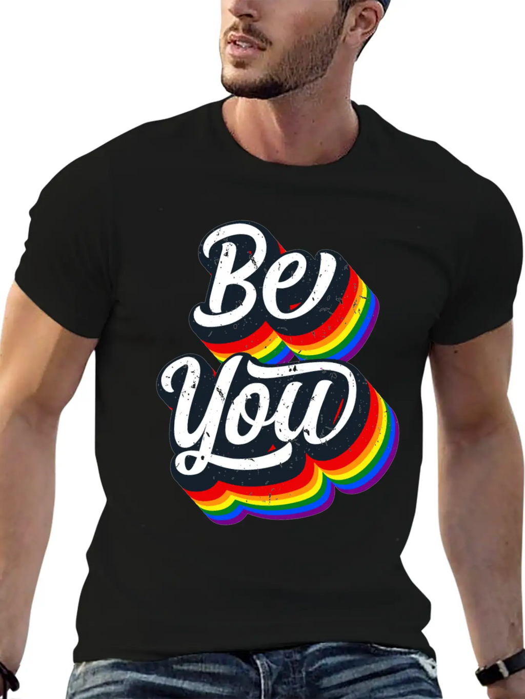 BE YOU Rainbow Slogan - Love Gay LGBTQ Tolerance Unisex Casual T-Shirt – Clean Design For Daily Comfort