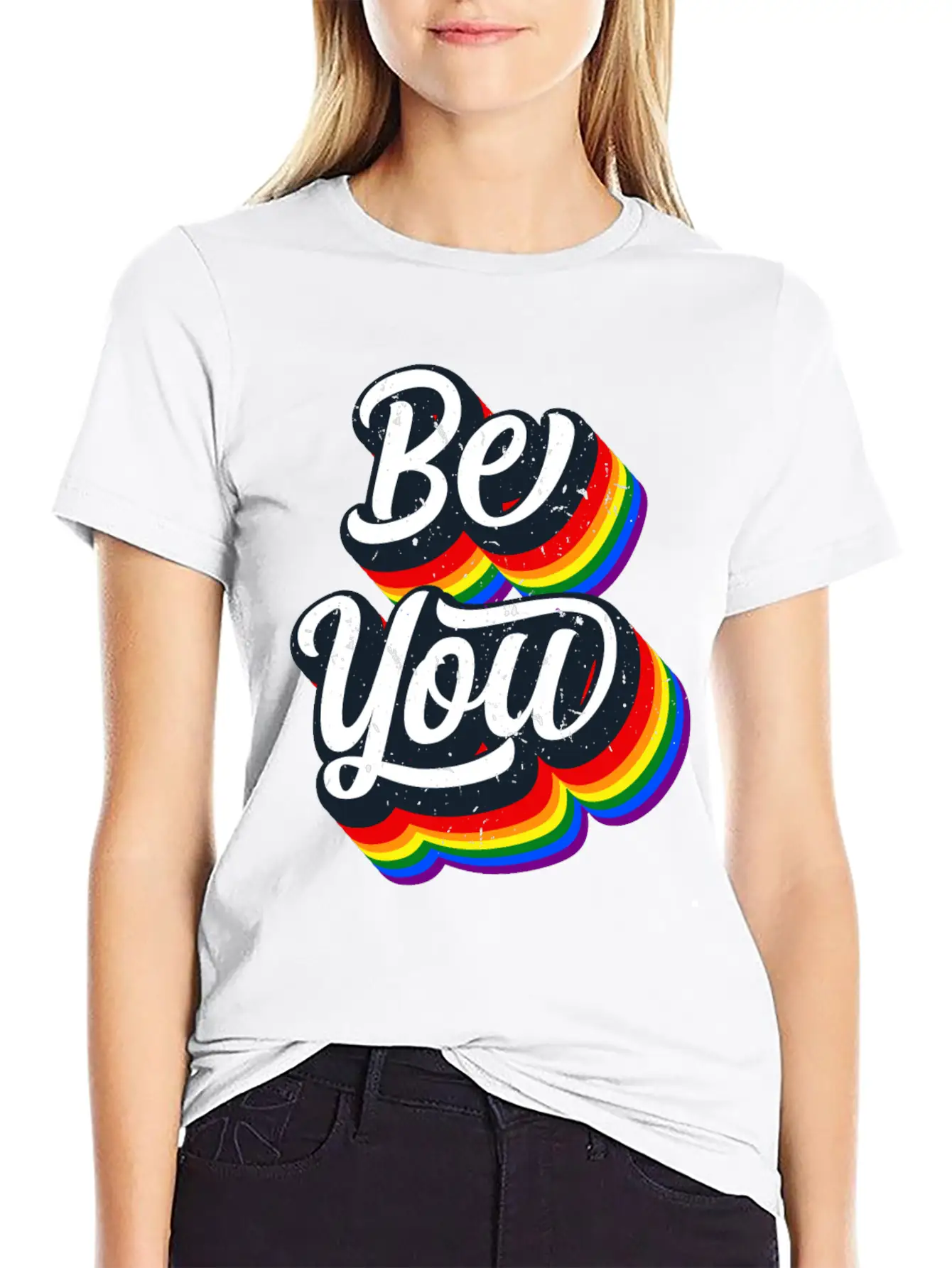 BE YOU Rainbow Slogan - Love Gay LGBTQ Tolerance Unisex Casual T-Shirt – Clean Design For Daily Comfort