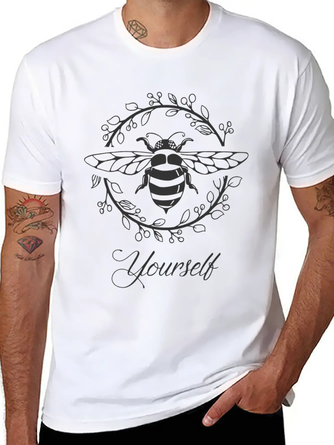 Be Yourself Bees Inspirational Stylish Everyday T-Shirt – Unisex Basic Cotton Tee
