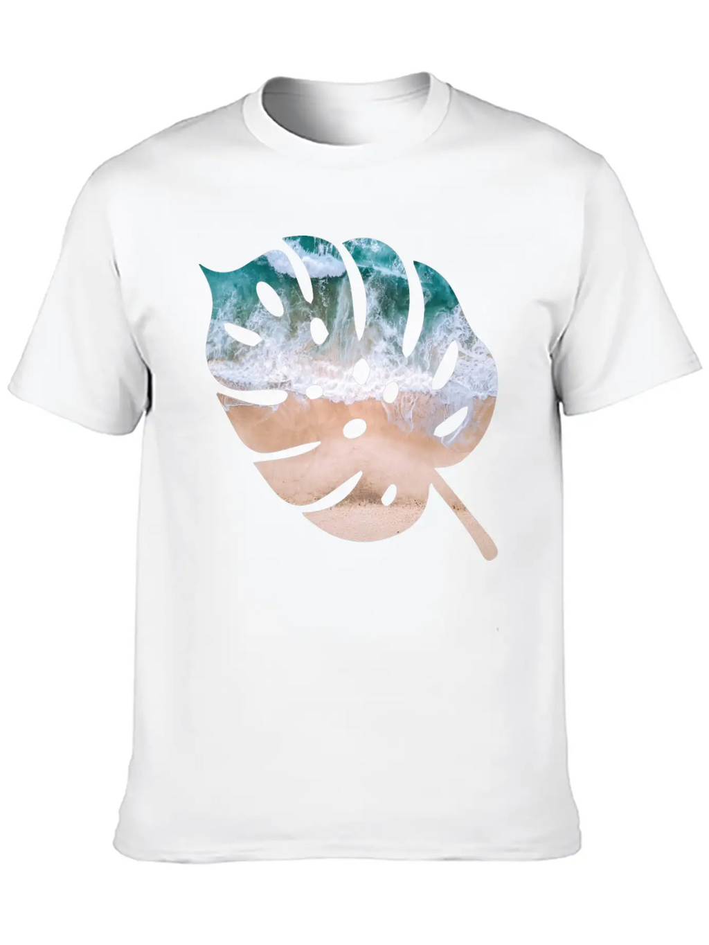 Beach Waves Sand - Palm Leaf Unisex Casual T-Shirt – Clean Design For Daily Comfort