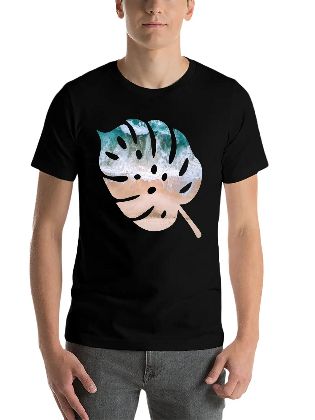 Beach Waves Sand - Palm Leaf Unisex Casual T-Shirt – Clean Design For Daily Comfort