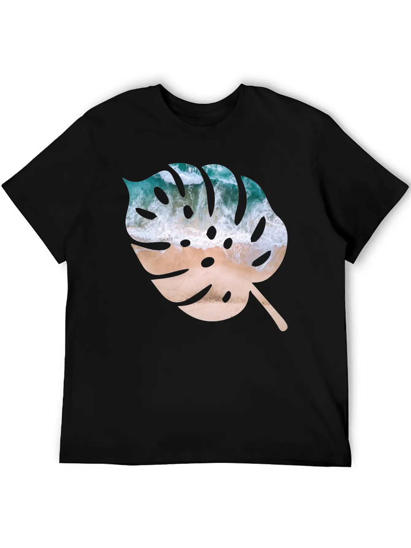 Beach Waves Sand - Palm Leaf Unisex Casual T-Shirt – Clean Design For Daily Comfort