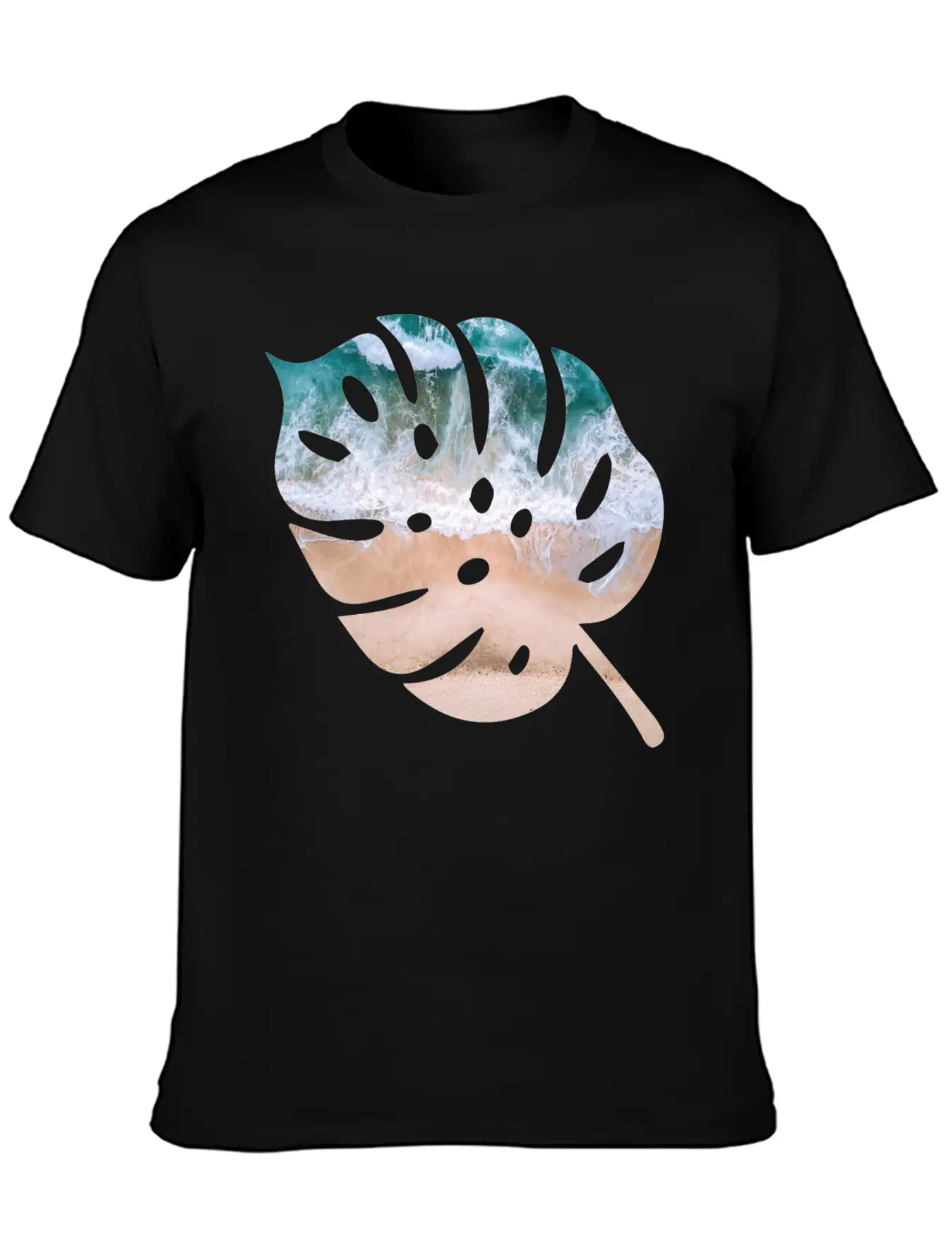 Beach Waves Sand - Palm Leaf Unisex Casual T-Shirt – Clean Design For Daily Comfort