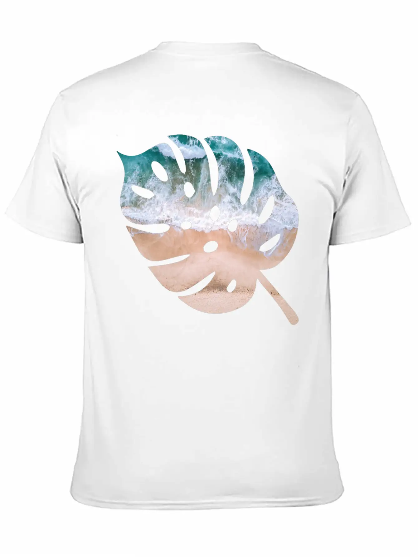 Beach Waves Sand - Palm Leaf Unisex Casual T-Shirt – Clean Design For Daily Comfort