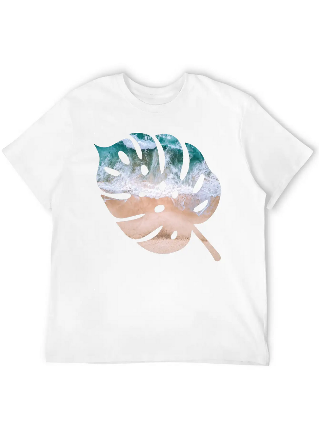 Beach Waves Sand - Palm Leaf Unisex Casual T-Shirt – Clean Design For Daily Comfort