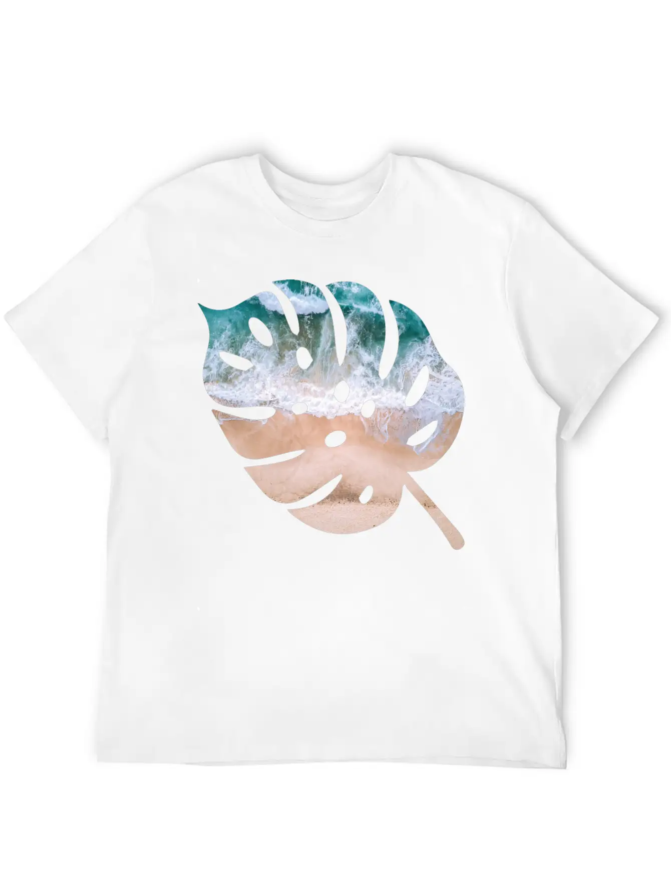 Beach Waves Sand - Palm Leaf Unisex Casual T-Shirt – Clean Design For Daily Comfort