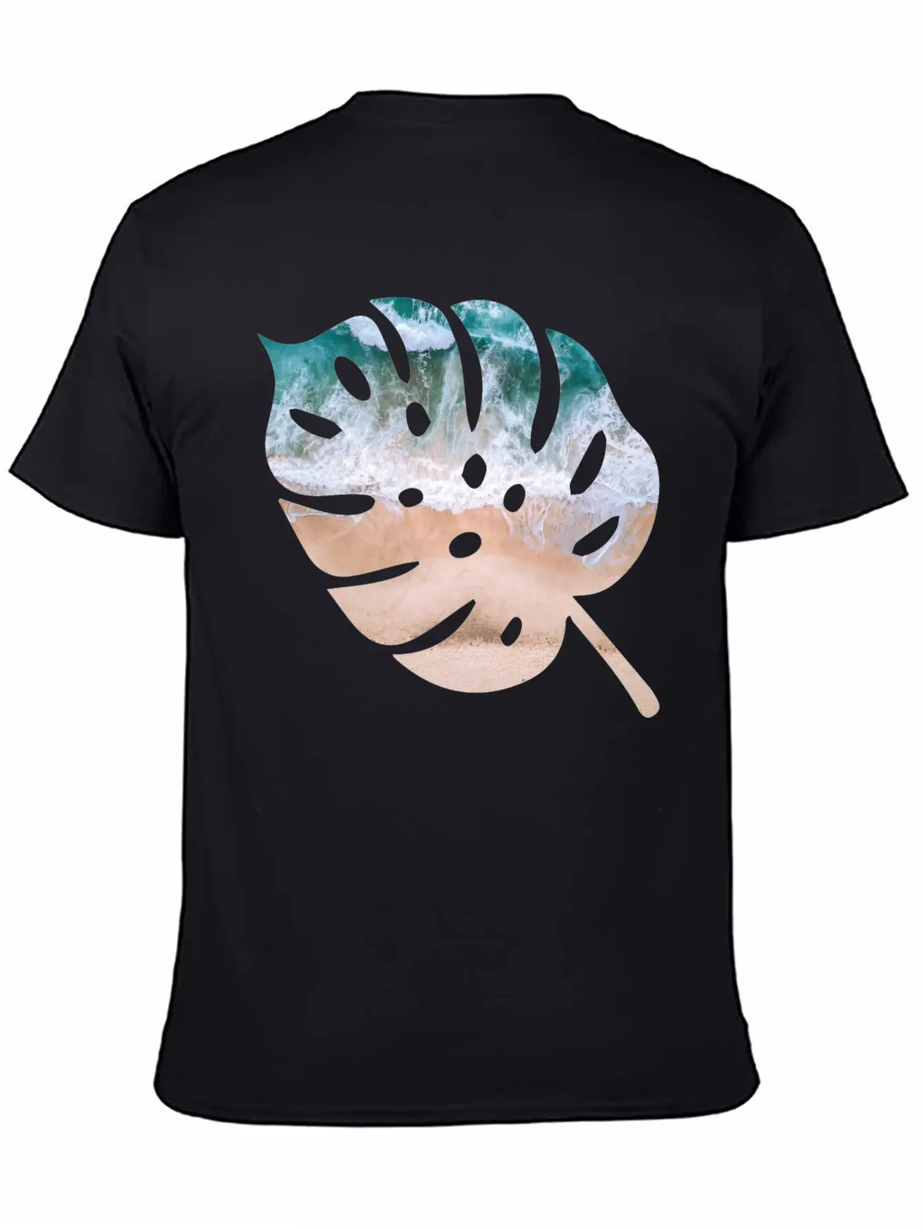 Beach Waves Sand - Palm Leaf Unisex Casual T-Shirt – Clean Design For Daily Comfort