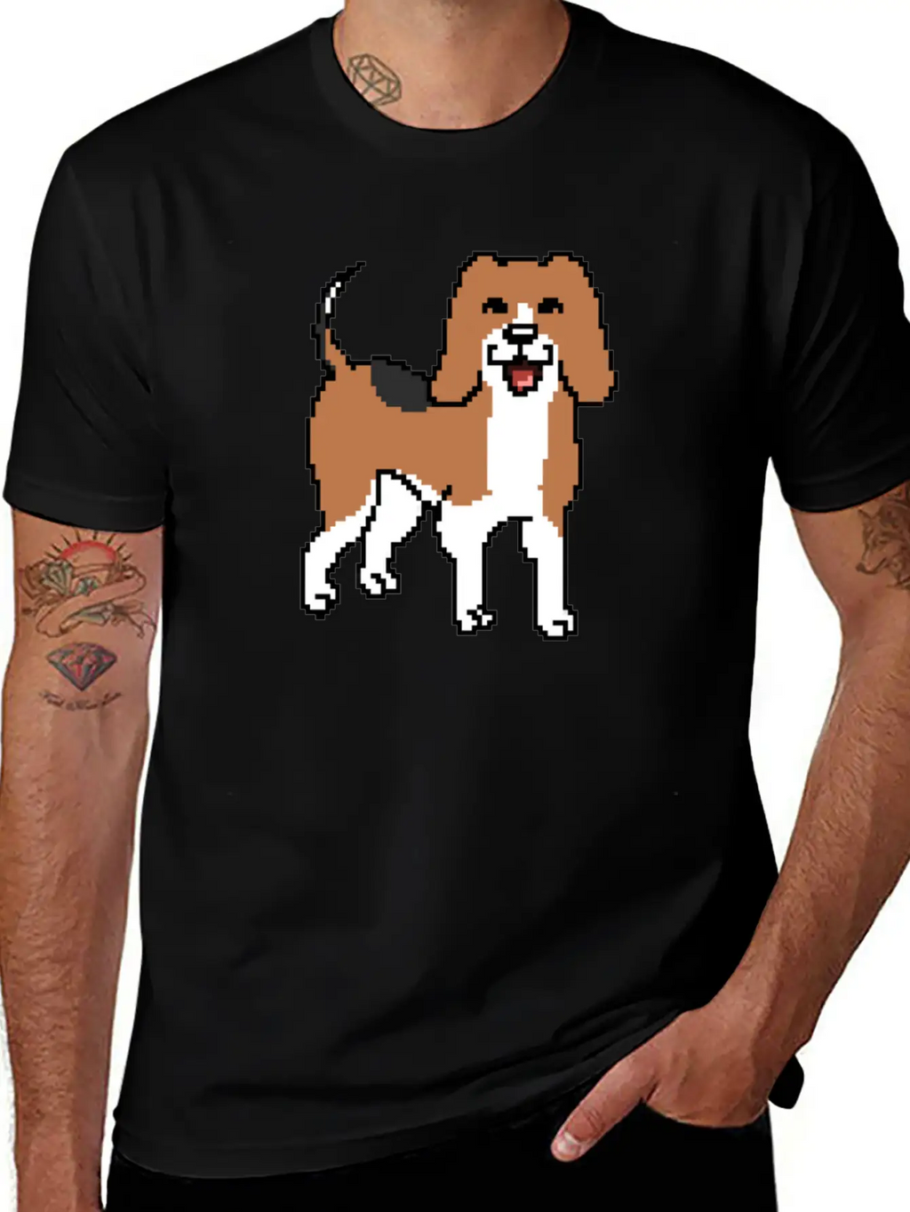 Beagle Pixel Art Stylish Everyday T-Shirt – Unisex Basic Cotton Tee