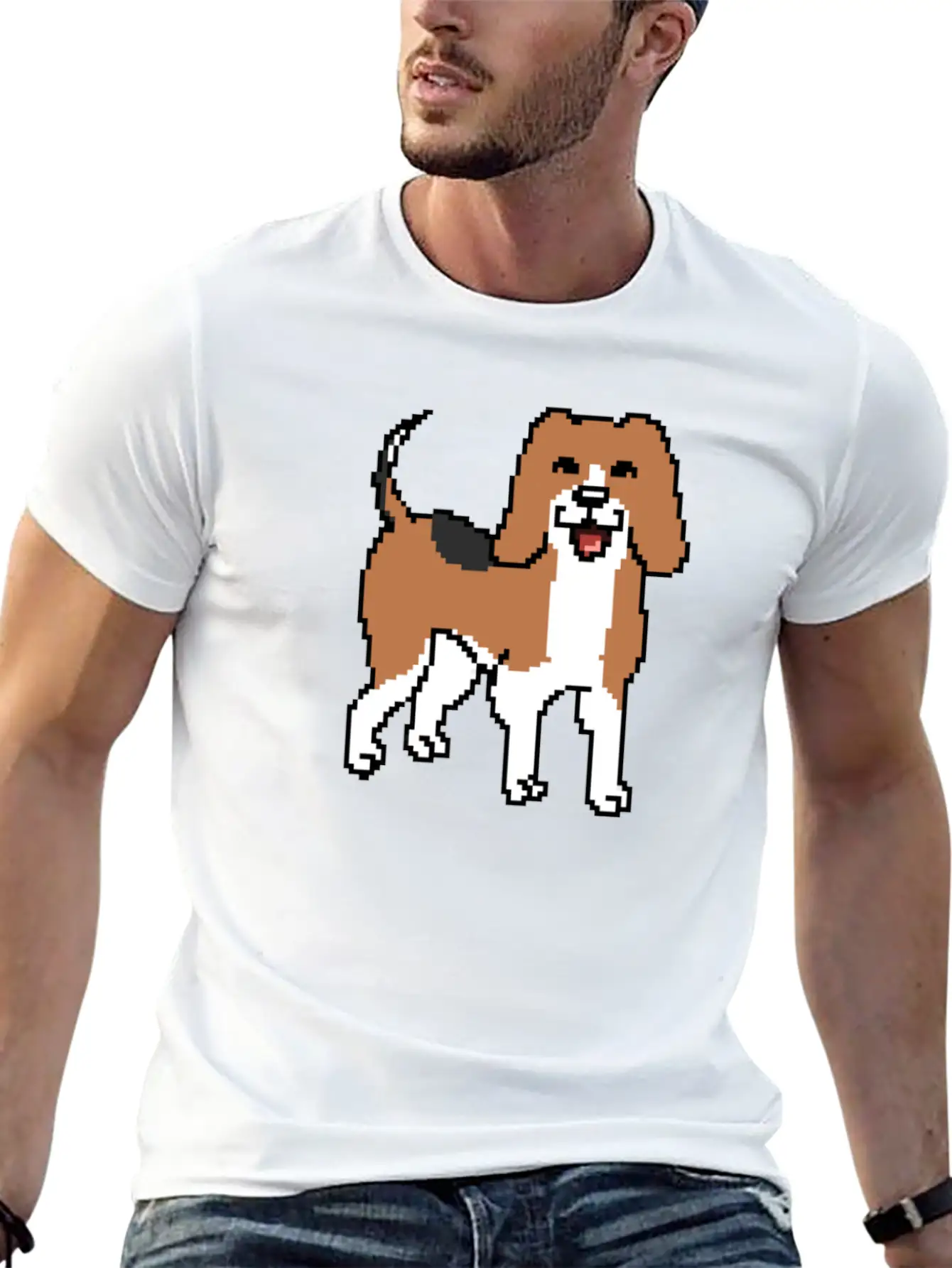 Beagle Pixel Art Stylish Everyday T-Shirt – Unisex Basic Cotton Tee