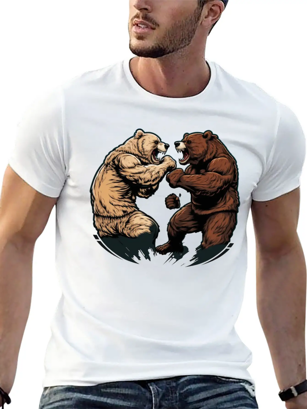 Bear Fight 2 Unisex Casual T-Shirt – Clean Design For Daily Comfort