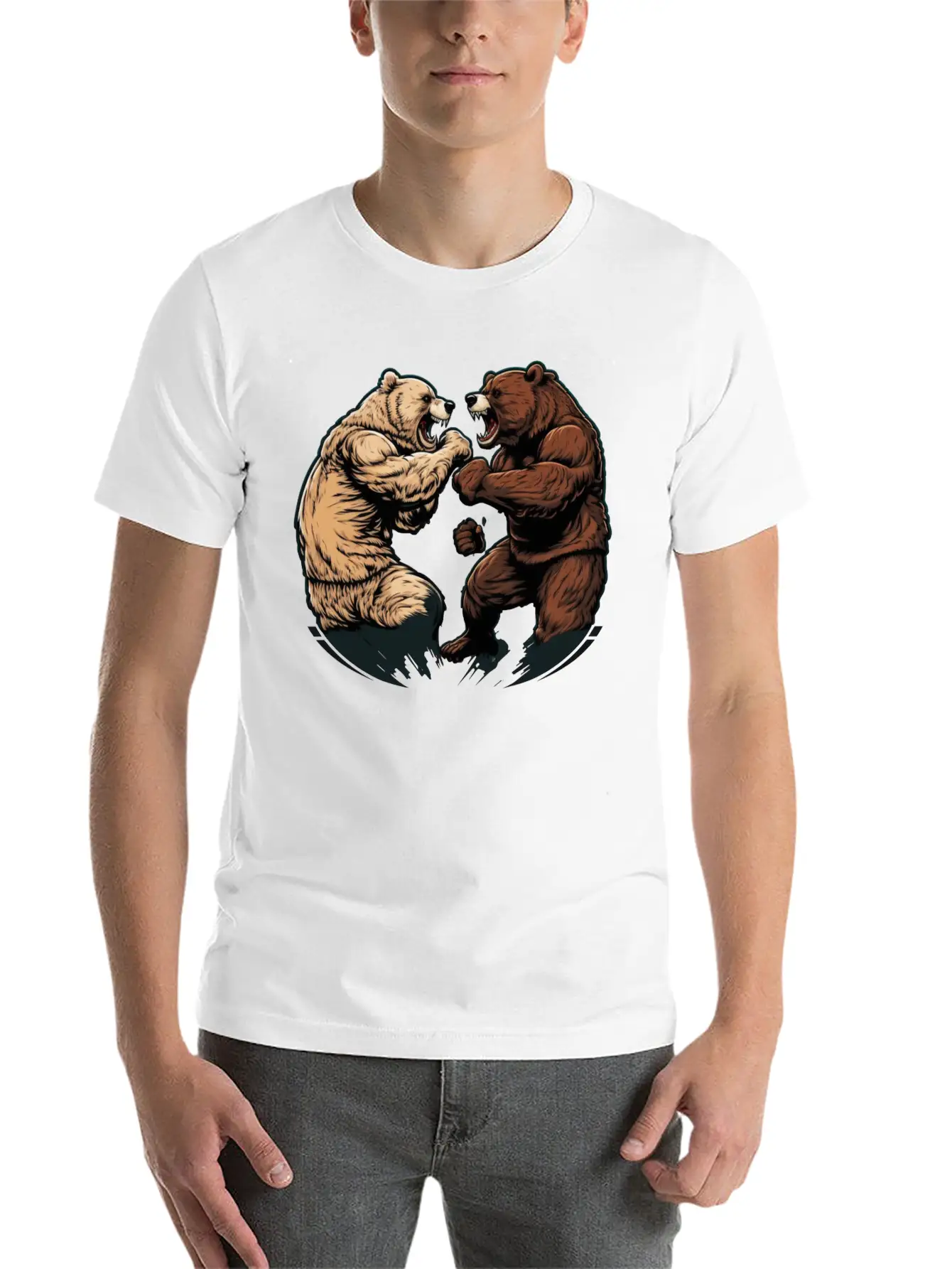 Bear Fight 2 Unisex Casual T-Shirt – Clean Design For Daily Comfort
