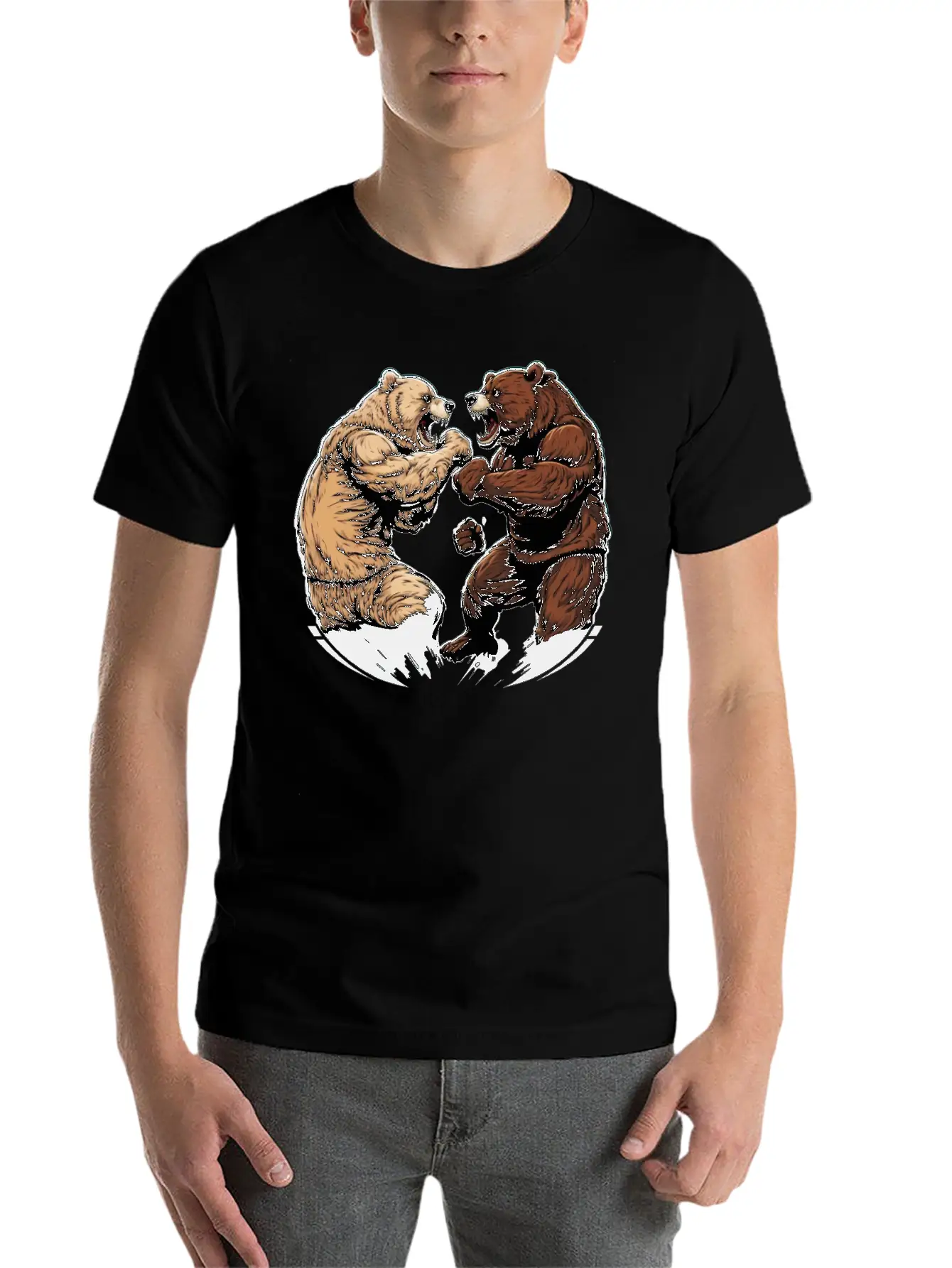 Bear Fight 2 Unisex Casual T-Shirt – Clean Design For Daily Comfort
