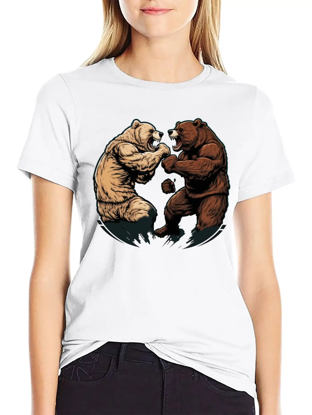 Bear Fight 2 Unisex Casual T-Shirt – Clean Design For Daily Comfort