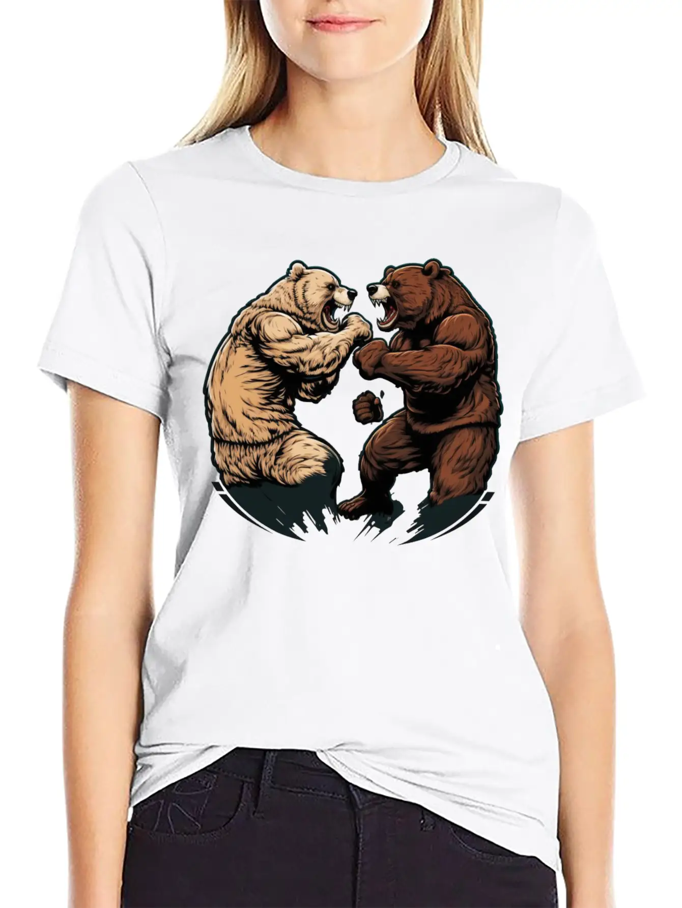 Bear Fight 2 Unisex Casual T-Shirt – Clean Design For Daily Comfort
