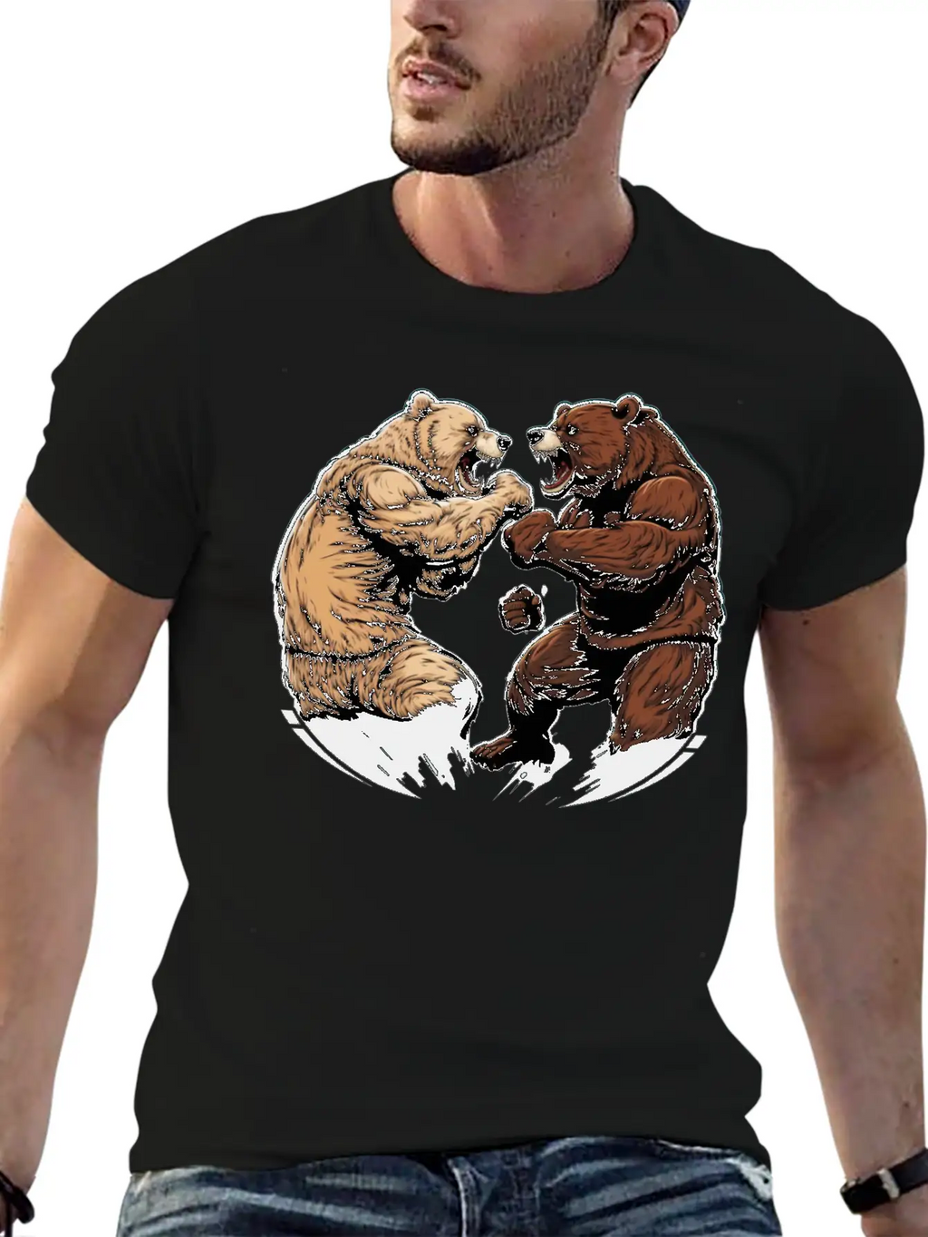 Bear Fight 2 Unisex Casual T-Shirt – Clean Design For Daily Comfort