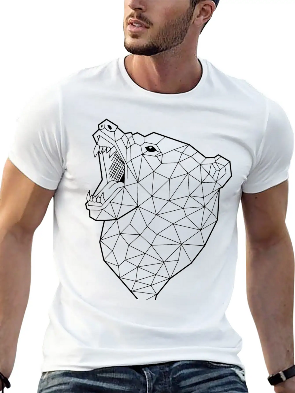 Bear Geometric Aggressive Breathable Soft Cotton T-Shirt – Timeless Casual Look