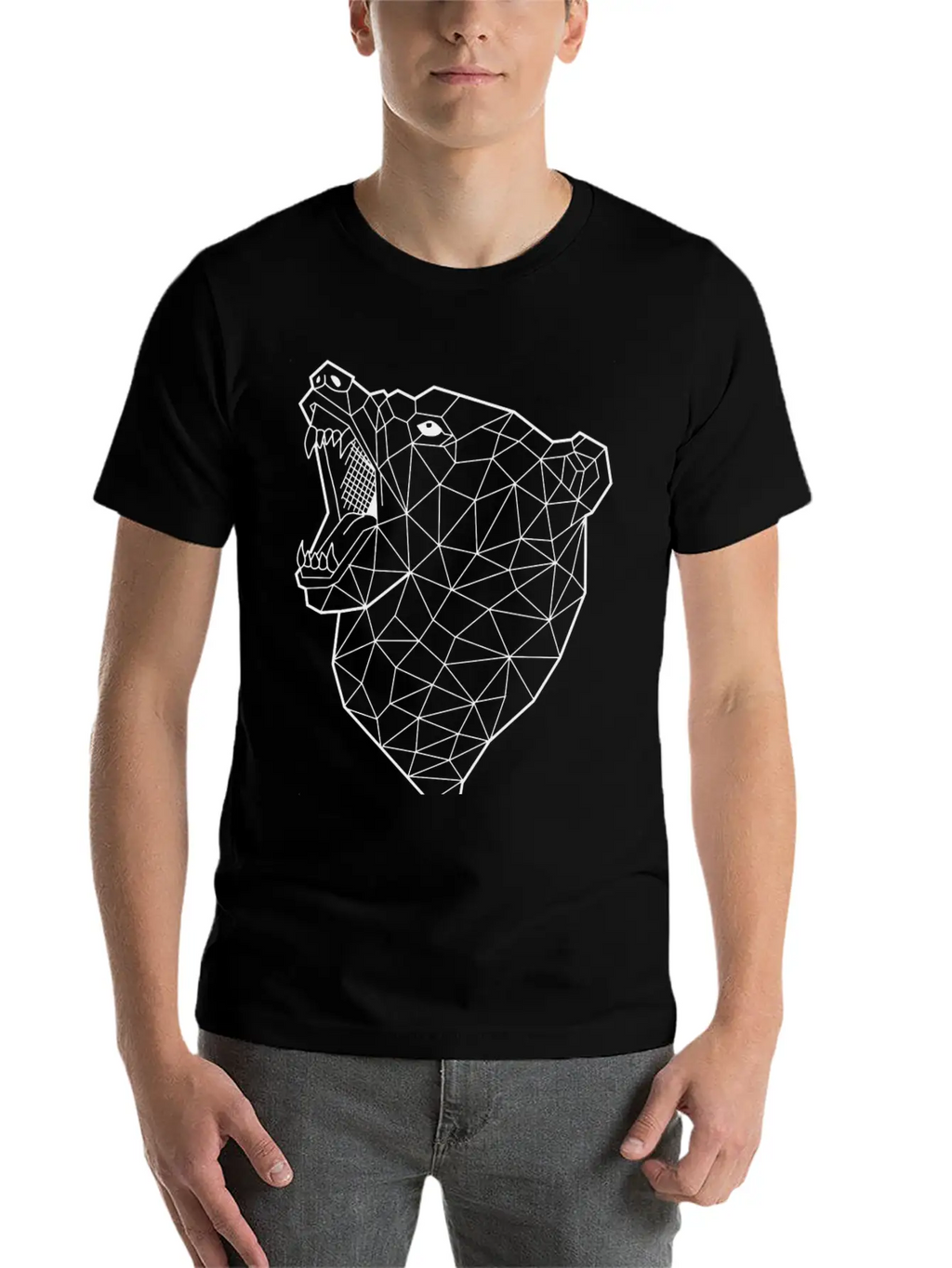 Bear Geometric Aggressive Breathable Soft Cotton T-Shirt – Timeless Casual Look