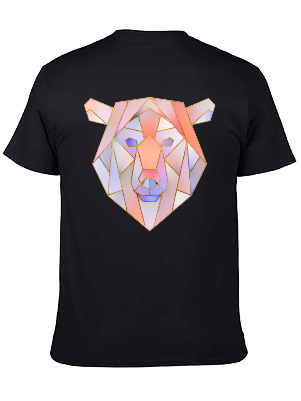 Bear Head Geometric Gold Lines Unisex Casual T-Shirt – Clean Design For Daily Comfort