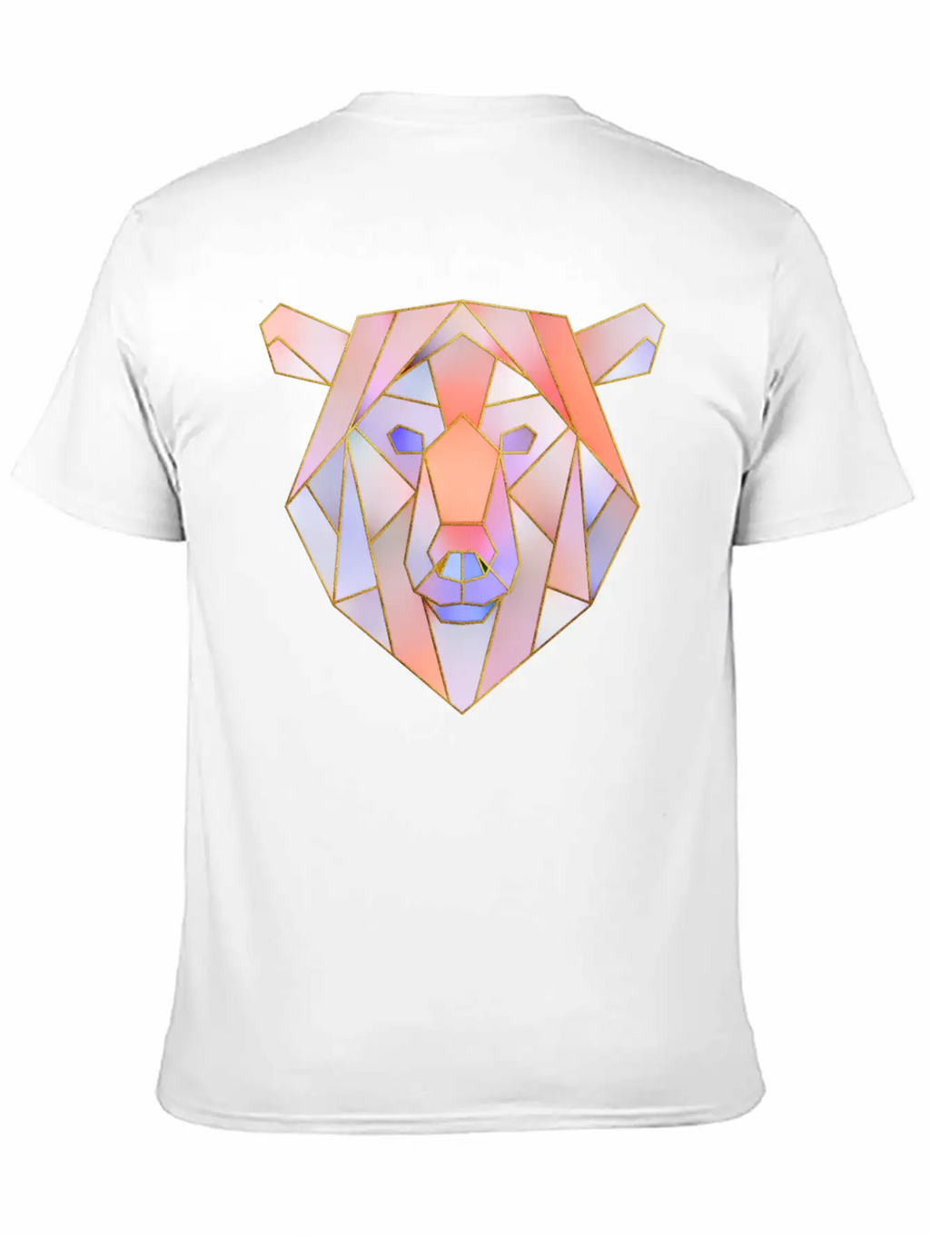 Bear Head Geometric Gold Lines Unisex Casual T-Shirt – Clean Design For Daily Comfort