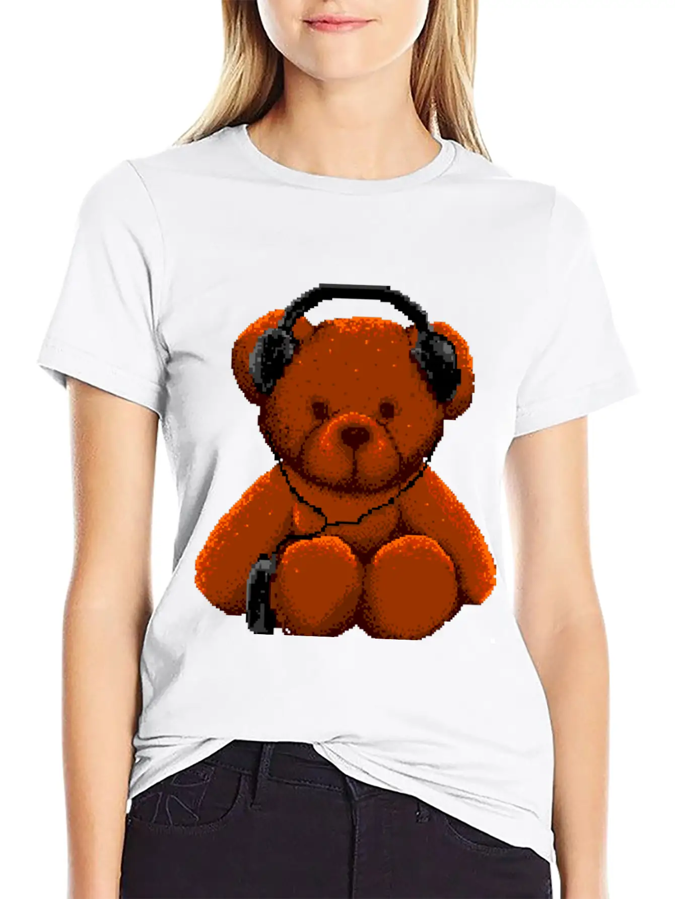 Bear Listen To Music 8 Bit Unisex Casual T-Shirt – Clean Design For Daily Comfort