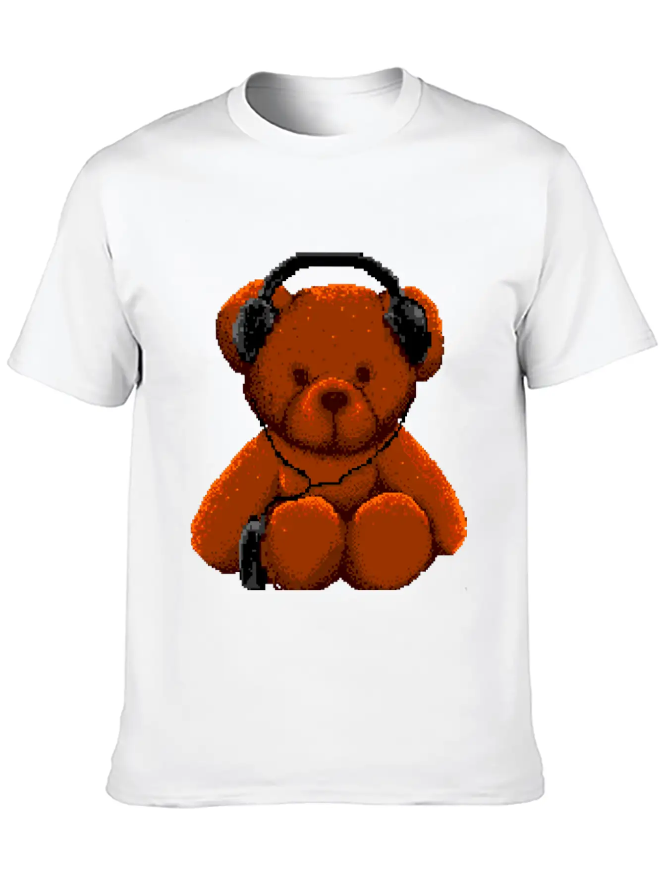Bear Listen To Music 8 Bit Unisex Casual T-Shirt – Clean Design For Daily Comfort